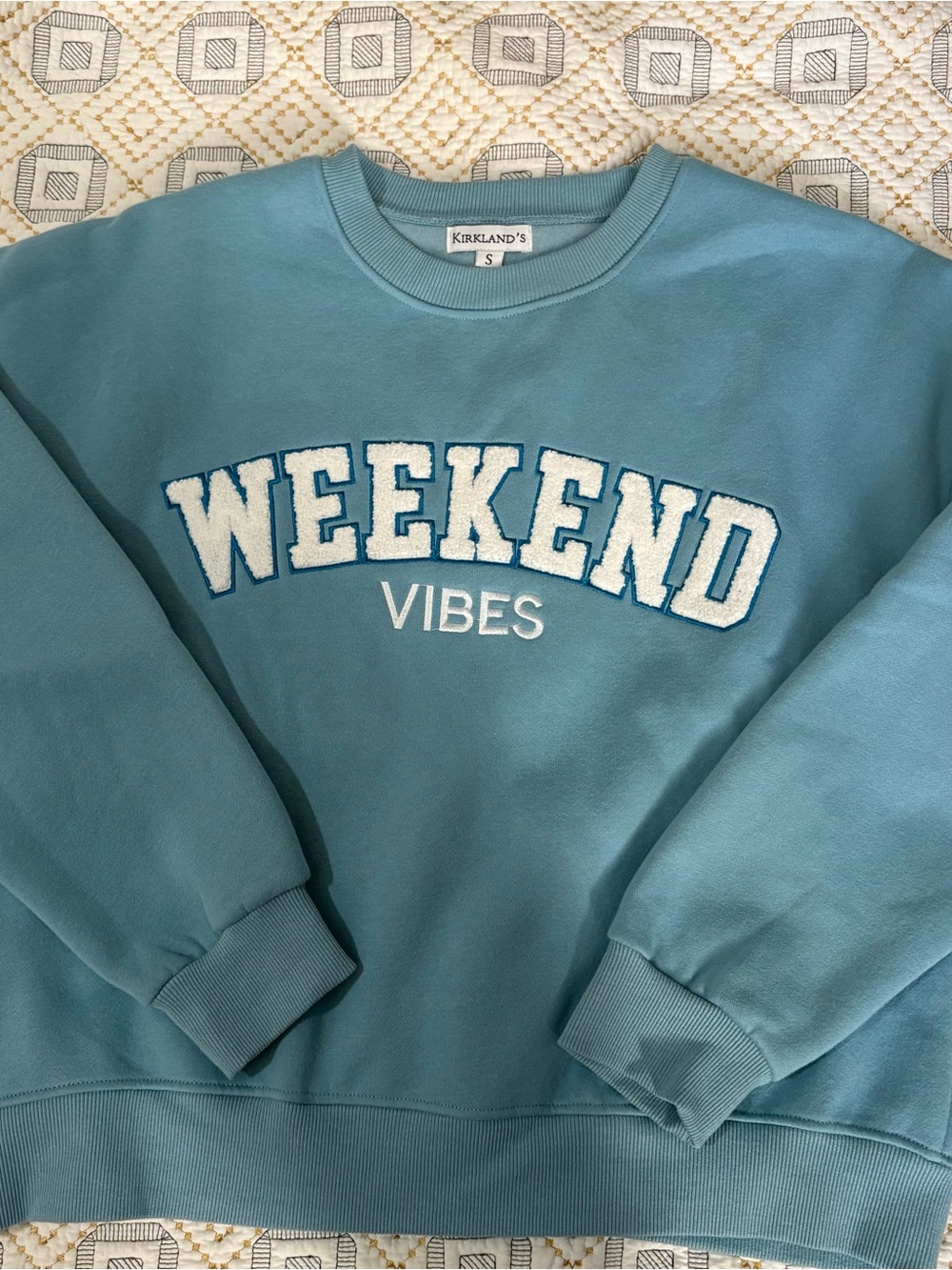 Kirklands Light Blue "Weekend Vibes" Crewneck Sweatshirt